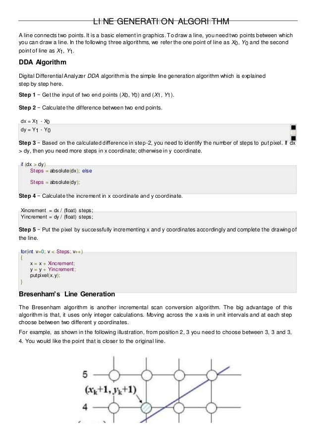 Dda Line Drawing Algorithm Lecture Notes : Dda algo notes