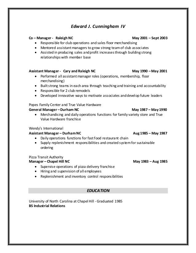 floor manager resumes