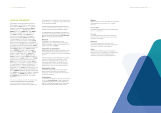 148 ___ ANNUAL REPORT 2013-2014 REPORT COVERAGE AND INDICATORS ___ 149
SCOPE OF THE REPORT.
The contents of this report date from April 1st,
2013 to March 31st, 2014. The report covers
the activities of everis Spain, S.L.U., as parent
company of the following companies: everis
Centers Group, S.L.U.; everis Centers, S.L.U.;
everis BPO, S.L.U.; everis Italia, Spa.; everis
Portugal, S.A.; everis México, S. de R.L. de
C.V.; everis Colombia, Ltda.; everis BPO
Colombia, Ltda.; everis Chile, S.A; everis
Training Chile Limitada; everis Centers Chile
Limitada; everis BPO Servicios Profesionales,
Técnicos y Tecnológicos Chile Limitada; everis
Brasil Consultoria de Negócios e Tecnología da
Informaçao Ltda.; everis Centers Brasil Tecnología
em Desenvolvimento de Soluçoes, Ltda.; everis
BPO Brasil Serviços Complementares a Empresas,
Ltda; everis Argentina, S.A.; everis Initiatives,
S.L.U.; EVERIS POLONIA Sp.zo.o.; everis
Perú S.A.C.; everis BPO, Perú, S.A.C.; everis
Energía y Mediambiente, S.L.U.; everis BPO
México, S. DE R.L. DE C.V.; everis USA, INC;
everisconsultancy, Limited; everis Aeroespacial
y Defensa, S.L.U.; everis Aragón, S.L.U.; I-deals
Innovation & Technology Venturing Services, S.L.;
everis Panamá, INC; BPXNet, Limited; everis
Mobile, S.L.U.; Fit Inversión en Talento Sociedad
de Capital Riesgo de Régimen Simplificado, S.A.;
EVERPROSS, S.L.U.; CETEL INGENIERÍA DE
SISTEMAS, S.L.U.; everis South Africa (PTY) LTD;
everis Centers Latam Limitada; NAE ACÚSTICA,
S.L.U.; EVERIS FINANCIAL ADVISORY SERVICES,
S.L.; everis, Outsourcing de Processos, Sociedade
Unipessoal, LDA; EVERIS SES BRASIL LTDA.;
and EVERIS INFRASTRUCTURE TECHNICAL
SUPPORT, S.L.U.
	
This report is addressed to both the stakeholders
(current and former partners and employees,
current and potential clients, suppliers and
universities) and to any person or group that may
be interested in our company. In fact, since this is a
public report, it is available both on the internet and
on the company’s Intranet.
We have tried to clearly and concisely reflect the
corporate activities of the last fiscal year in terms of
business, the environment and financial figures.
For measurement of the indicators, the Guide for
preparation of sustainability reports version 3.1 has
been used and the report achieves the GRI level
of A+ in the Global Reporting Initiative.
Materiality.
Identification and understanding of hose
sustainability topics relevant to the stakeholders
and that may result in risks or opportunities for the
image or reputation of everis.
Participation of stakeholders.
everis has identified its major stakeholders, taking
into consideration those who have influence over
the company's activities and those who are affected
by them.
A fundamental part of the materiality study carried
out was consultation with stakeholders, using
interviews to assess their main concerns. The
objective is, among others, to identify the risks
and objectives of our company on the subject of
sustainability, in terms of the consultancy sector.
Sustainability context.
Quantitative and qualitative data on the various
topics covered in the report are presented to
position the company management with regard to
the relevant indicators.
Completeness.
The indicators presented in this report provide data
for the whole everis Group. These indicators are
supplemented by boxes or graphics when they
need to be highlighted because of the importance
they had in 2010 and the first quarter of 2011.
Balance.
Both favorable and unfavorable financial statements
are presented for the company for the period
reported.
Comparability.
The reference framework for future sustainability
reports is established.
Accuracy.
The most appropriate measuring techniques
and calculation bases have been used for the
indicators in the report.
Frequency .
This year, we begin with the inclusion of
information regarding sustainability that we will
incorporate into future annual editions.
Clarity.
Use is made of different types of visual aids to
ensure this report is accessible for all stakeholders.
Furthermore, we use plain language and, if
necessary, incorporate conceptual definitions.
 