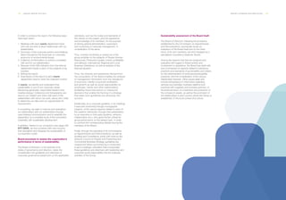 152 ___ ANNUAL REPORT 2013-2014 REPORT COVERAGE AND INDICATORS ___ 153
In order to produce this report, the following steps
have been taken:
1.	Meetings with each everis department head
who has any kind of direct relationship with our
stakeholders.
2.	Summary of the corporate actions and initiatives
taken throughout this fiscal year on corporate,
economic or environmental issues.
3.	Collection of information on actions completed
with and for our stakeholders.
4.	Request of the GRI indicators from the internal
department heads in each of the subjects to be
covered.
5.	Writing the report.
6.	Submission of the report to each everis
department head to verify the collected content.
At everis, we identify and understand that
sustainability is one of our corporate values
(discerning generosity, responsible freedom and
creative energy.) Coherence and transparency are
keys to our mission and vision with each of the
stakeholders with whom we work, above all in order
to determine our risks and our opportunities for
improvement.
In everything, we seek to improve and strengthen
our relationships with our stakeholders through
open bilateral communication and to establish the
preparation of a complete study of the committed
materiality with sustainable development.
In addition, thanks to our company’s new stage with
NTT DATA, we find ourselves with new horizons
that strengthen and integrate the sustainability of
our business model.
Board processes to assess the organization’s
performance in terms of sustainability.
The Board of Directors, in the exercise of its
duties of governance and direction, takes into
consideration the guidelines and directives of
corporate governance based both on the applicable
standards, such as the codes and standards of
the market on the subject, plus the experience
and knowledge of its members, for the purpose
of driving optimal administration, supervision
and monitoring of corporate management, in
consideration of the same.
Thus, monthly monitoring is carried out of the
group activities on the subjects of People (Human
Resources), Production (quality control, profitability
and delivery), International, Regional and Local
Business Operations, as well as analysis of the
financial situation.
Thus, the diversity and experience derived from
the composition of the Board enables the analysis
of management information from the standpoint
of economic viability (corporate profitability
and growth) as well as social responsibility (to
employees, clients and other stakeholders),
facilitating those instructions or making the
decisions that enable the framing of a strategy
that takes such guidelines and directives into
account.
Additionally, as a corporate guideline, in its meetings
it executes monitoring through monographic
subjects, of the various aspects related to each of
the subjects mentioned, through their presentation
by an executive or third party (auditors, advisors,
collaborators, etc.), who gives his/her criteria for
group performance on the related topic, in order
to continue the corresponding debate among the
members of the Board.
Finally, through the operating of its Commissions
on Appointments and Remunerations, as well as
Auditing and Compliance, jointly with work by the
Advisory Council on People and Positioning and
Commercial Business Strategy, guidelines are
created and follow-up/monitoring is conducted,
to give a strategic orientation that incorporates
these guidelines and directives with leadership and
corporate social responsibility into the business
activities of the Group.
Sustainability assessment of the Board itself.
The Board of Directors, following the provisions
established by the Commission on Appointments
and Remunerations, periodically issues an
evaluation of the Board itself and on the other
hand, of its own members, led and managed by a
specialized consultancy (Spencer Stuart).
Among the aspects that that are analyzed and
evaluated with regard to Board activity and
involvement in operations, the Board has dealt with
and commented on aspects related to behaviors,
practices and standards of governability and criteria
for the administration of resources/employability
practices, and the consideration of the various
stakeholder interests. Other issues dealt with
include transparency in information regarding
services and activities, business relations and
practices with suppliers and business partners, or
the financial return on investment and protection of
the company’s assets, as well as the promotion of
the relationships in each country where the Group is
established, in the local context and culture.
 