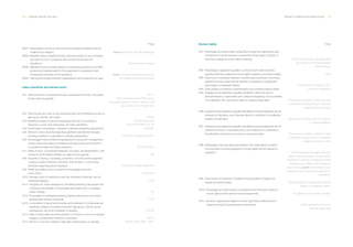 158 ___ ANNUAL REPORT 2013-2014 REPORT COVERAGE AND INDICATORS ___ 159
EN27- Percentage of products sold and their packaging materials that are
reclaimed by category.
EN28- Monetary value of significant fines and total number of non-monetary
sanctions for non-compliance with environmental laws and
regulations.
EN29- Significant environmental impacts of transporting products and other
goods and materials used for the organization's operations, and
transporting members of the workforce.
EN30- Total environmental protection expenditures and investments by type.
everis services do not use packaging.
There has been no fines.
everis not use transportation services.
No measurement tools are used
Page
55-57.
100% of employees (10,850) have a
permanent full-time contract, which: 3,136
are women and 7,714 are men.
60-64.
All employees have
the same benefits. 54, 69.
All people.
According to legal regulations.
No committees.
68.
According to legal regulations.
No unions.
47-48.
46.
47-48.
17,55-58.
65-67.
Female: 98%. Male: 100%.
Labor practices and decent work.
LA1- Total workforce by employment type, employment contract, and region,
broken down by gender.
LA2- Total number and rate of new employee hires and employee turnover by
age group, gender, and region.
LA3- Benefits provided to full-time employees that are not provided to
temporary or part-time employees, by major operations.
LA4- Percentage of employees covered by collective bargaining agreements.
LA5- Minimum notice period(s) regarding significant operational changes,
including whether it is specified in collective agreements.
LA6- Percentage of total workforce represented in formal joint management-
worker health and safety committees that help monitor and advise on
occupational health and safety programs
LA7- Rates of injury, occupational diseases, lost days, and absenteeism, and
number of work-related fatalities by region and by gender.
LA8- Education, training, counseling, prevention, and risk-control programs
in place to assist workforce members, their families, or community
members regarding serious diseases.
LA9- Health and safety topics covered in formal agreements with
trade unions.
LA10- Average hours of training per year per employee by gender, and by
employee category.
LA11- Programs for skills management and lifelong learning that support the
continued employability of employees and assist them in managing
career endings.
LA12- Percentage of employees receiving regular performance and career
development reviews, by gender.
LA13- Composition of governance bodies and breakdown of employees per
employee category according to gender, age group, minority group
membership, and other indicators of diversity.
LA14- Ratio of basic salary and remuneration of women to men by employee
category, by significant locations of operation.
LA15- Return to work and retention rates after parental leave, by gender.
It was not necessary, all agreements
are subject to the Code of Ethics
of the company
none.
To joining the company. 100%.
No events registered.
there are not activities in which the right
to freedom of association and collective
bargaining may be at risk.
No activities involving a risk for incidents
of child exploitation.
there are not activities in which the right
to freedom of association and collective
bargaining may be at risk.
All employees at the beginning of his
career, receive training on human rights.
Employees of Security Companies receive
training in accordance with the laws of
each country. everis not involved in such
training. human rights that are relevant to
operations.
There has been no incident involving the
violation of indigenous rights.
No operations have been to review.
There has been no formal or
informal grievances.
Human rights.
HR1- Percentage and total number of significant investment agreements and
contracts that include clauses incorporating human rights concerns, or
that have undergone human rights screening.
HR2- Percentage of significant suppliers, contractors and other business
partners that have undergone human rights screening, and actions taken.
HR3- Total hours of employee training on policies and procedures concerning
aspects of human rights that are relevant to operations, including the
percentage of employees trained.
HR4- Total number of incidents of discrimination and corrective actions taken.
HR5- Operations and significant suppliers identified in which the right to
exercise freedom of association and collective bargaining may be violated
or at significant risk, and actions taken to support these rights.
HR6- Operations and significant suppliers identified as having significant risk for
incidents of child labor, and measures taken to contribute to the effective
abolition of child labor.
HR7- Operations and significant suppliers identified as having significant risk for
incidents of forced or compulsory labor, and measures to contribute to
the elimination of all forms of forced or compulsory labor.
HR8- Percentage of security personnel trained in the organization's policies
or procedures concerning aspects of human rights that are relevant to
operations.
HR9- Total number of incidents of violations involving rights of indigenous
people and actions taken.
HR10- Percentage and total number of operations that have been subject to
human rights reviews and/or impact assessments.
HR11- Number of grievances related to human rights filed, addressed and
resolved through formal grievance mechanisms.
Page
 