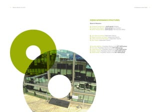 16 ___ ANNUAL REPORT 2013-2014 GOVERNANCE STRUCTURES ___ 17
EVERIS GOVERNANCE STRUCTURES.
Board of Directors.
Fernando Francés Pons: everis group President.
Eduardo Serra Rexach: everis group Vice-President.
Benito Vázquez Blanco: everis group Chief Executive Officer.
Juan Arena de la Mora: Independent Director.
Miguel Fernández de Pinedo: Independent Director.
Cristina Garmendia Mendizábal: Independent Director.
Pilar Zulueta: Independent Director.
Kazuhiro Nishihata: Proprietary Director of the NTT DATA group.
Tetsu Sato: Proprietary Director of the NTT DATA group.
Osamu Fukumoto: Proprietary Director of the NTT DATA group.
Manabu Tanaka: Proprietary Director of the NTT DATA group.
Masaki Murota: Proprietary Director of the NTT DATA group.
 