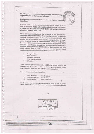 :-
I
This club by virtue of this affiiiation has been receiving annual financlal
refyeshmLnt money for the pluyerc una"r,.,ia;;.;:'
:;J:,,H,il::rs
stated abour the Bank account and participation
vote is to be counted by us, we
K;G.Khosld Cricket Club came to
[TS,, club became Krl5hna Nagar
1 Young Association
2 patel Nagar Gym
3 Rani Bagh Cricket Club
4 Roop Nagar Cricket Club
' 5 K.N.Colts-
m that without prejudice, the
cl ve gone to the Court in such
ll e Association.,,
The coinmittee consisted of the followingsi, 1
1 Shri C.. K.Khanna..-. Vice presiOent
2 Shri Suresh K.Chopra Vice president
3 Shri S,P.Bansal Hony.Gen.secretary ;
The Committee had the meeting on 05-06-2012. tr called Mr. Sat O",l a'o*officei DDCA and advised hrm to ascertain from the DDcA,s records the names
z
r
f,
i
e
I'I
t
l
i
,'.3
I
,z
1
AA
"t
I
i-./
I
i..
t..
i
l
(Y
.n
t
[-rt:'.,
(..-
'+:
I
1
lri '
:tr
ii
r i: 9 Tf,D
t: .dir)Rl
 