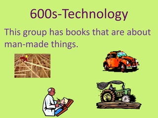 600s-Technology
This group has books that are about
man-made things.
 