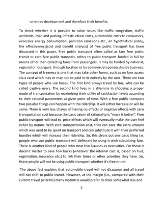 COST AND BENEFIT ANALYSIS OF FREE PUBLIC TRANSPORT IN PUNE | PDF