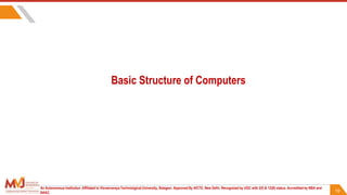 10
Basic Structure of Computers
An Autonomous Institution ,Affiliated to Visvesvaraya Technological University, Belagavi. Approved By AICTE, New Delhi. Recognized by UGC with 2(f) & 12(B) status. Accredited by NBA and
NAAC.
 