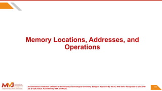An Autonomous Institution ,Affiliated to Visvesvaraya Technological University, Belagavi. Approved By AICTE, New Delhi. Recognized by UGC with
2(f) & 12(B) status. Accredited by NBA and NAAC.
Memory Locations, Addresses, and
Operations
54
 