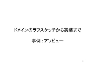 ドメインのラフスケッチから実装まで
事例 : アソビュー
78
 