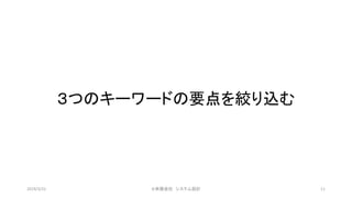 ３つのキーワードの要点を絞り込む
©有限会社 システム設計 112019/3/22
 