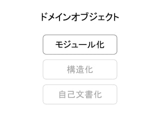 モジュール化
構造化
自己文書化
ドメインオブジェクト
 