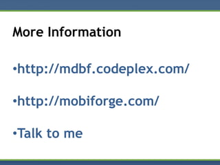 Mobile Web 2.0 & MDBF (DDDSW - Grok Talk)