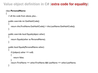 Value object definition in F# (extra code for equality)

This page intentionally left blank

 
