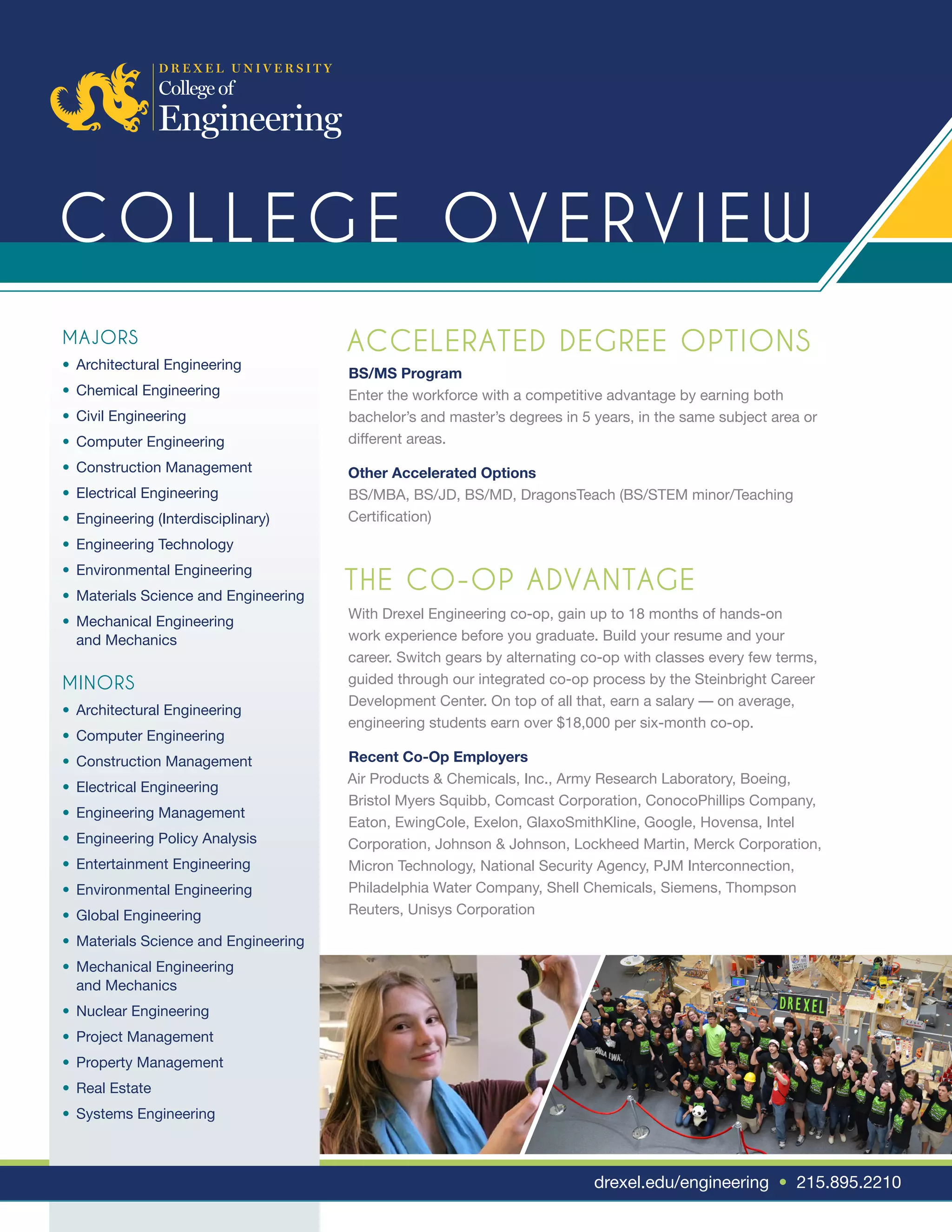 Drexel University Undergraduate Fact Sheet 2015 PDF