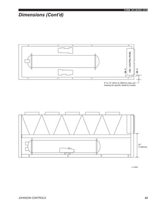 FORM 201.28-EG1 (915)
JOHNSON CONTROLS 43
LENAPLORTNOC/DSV
A A
0" to 14" (0mm to 356mm) (see unit
drawing for specific detail by model)
47"
(1194mm)
Dimensions (Cont'd)
LD19666
 