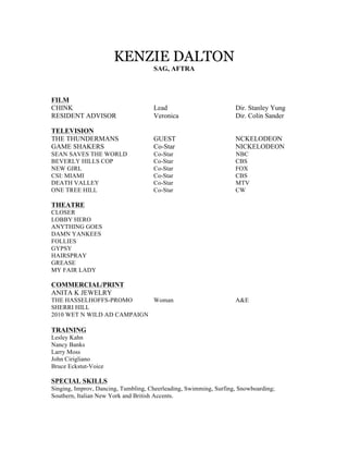 KENZIE DALTON 2016 | PDF