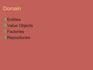Domain Entities Value Objects Factories Repositories 