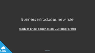@jeppec
Business introduces new rule
Product price depends on Customer Status
 