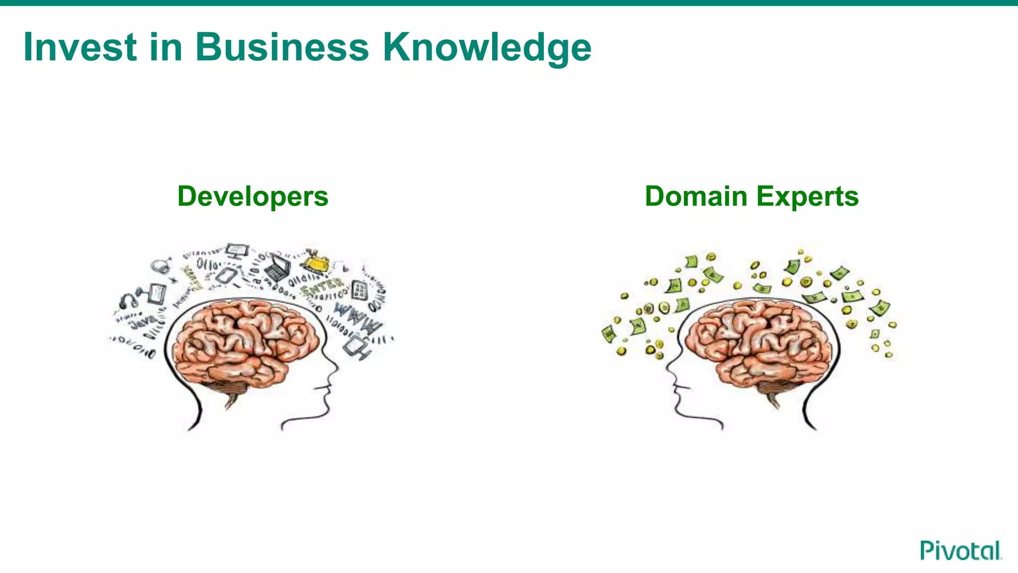 Invest in Business Knowledge
Developers Domain Experts
 