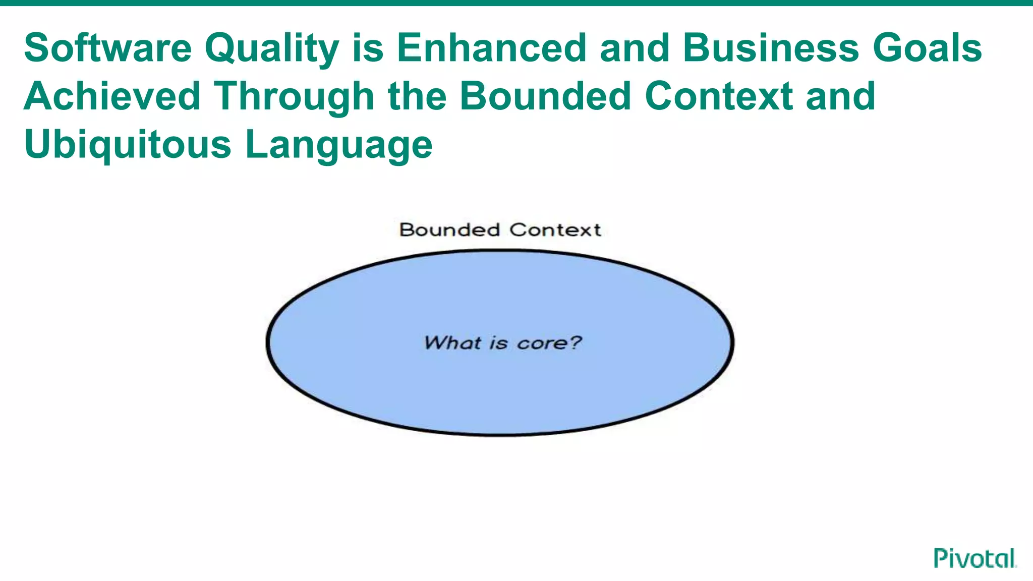 Software Quality is Enhanced and Business Goals
Achieved Through the Bounded Context and
Ubiquitous Language
 