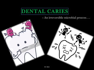 DENTAL CARIES
- An irreversible microbial process….
Dr. Ram
 