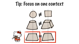Tip: Focus on one context
=
≠
≠
 