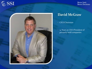 David McGrawCEO/Chairman14 Years as CEO/President of privately held companies