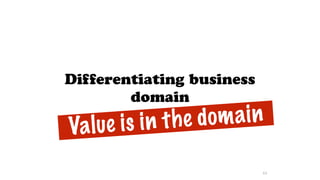 Differentiating business
domain
63
Value is in the domain
 