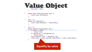 Equality by value
Value Object
 