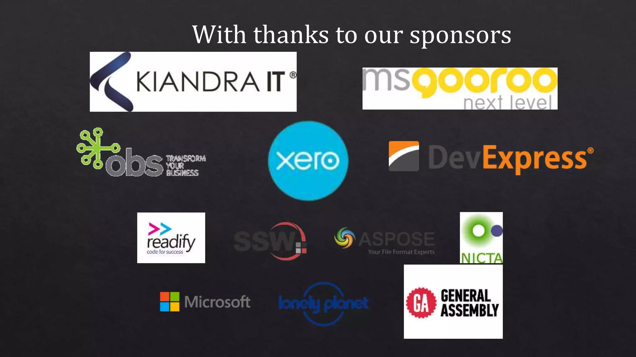 With thanks to our sponsors
 