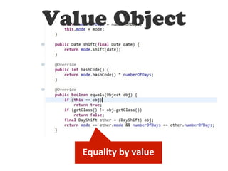 Equality  by  value
Value Object
 