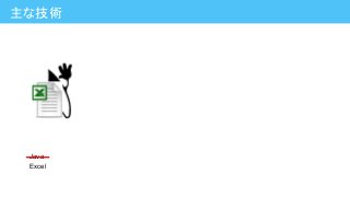 主な技術
Excel
Java
 