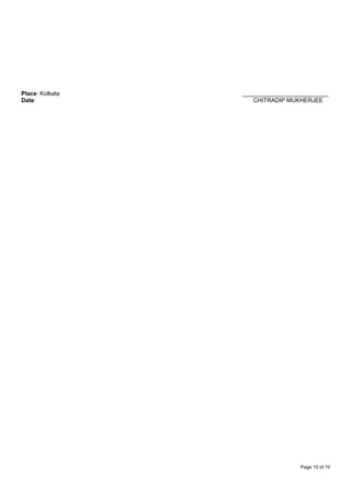 Place: Kolkata __________________________
Date: CHITRADIP MUKHERJEE
Page 10 of 10
 