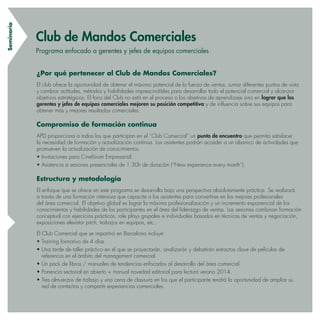 Club de Mandos Comerciales. Programa enfocado a gerentes y jefes de equipos comerciales