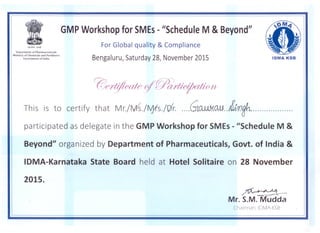 Gaurav`s GMP Certificate