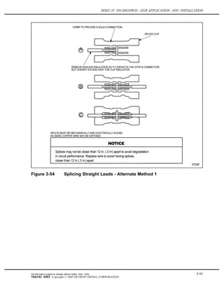 DDEC IV ON-HIGHWAY - EGR APPLICATION AND INSTALLATION
Figure 3-54 Splicing Straight Leads - Alternate Method 1
All information subject to change without notice. (Rev. 3/05) 3-91
7SA743 0503 Copyright © 2005 DETROIT DIESEL CORPORATION
 