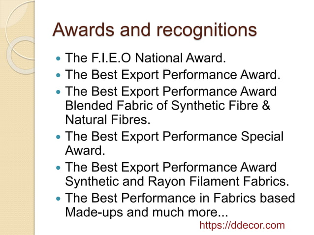 D’decor – Home Fabrics Pvt Ltd | PPT