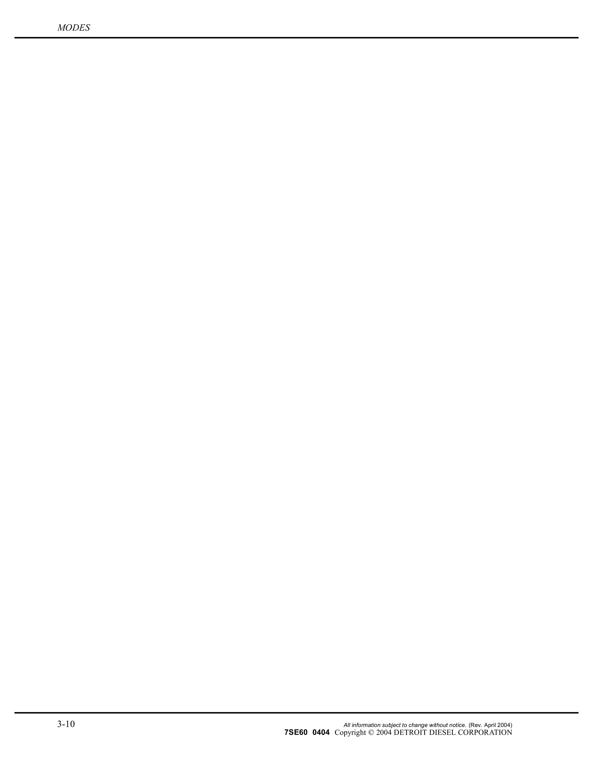 MODES
3-10 All information subject to change without notice. (Rev. April 2004)
7SE60 0404 Copyright © 2004 DETROIT DIESEL CORPORATION
 