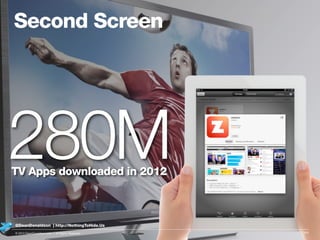 111
280M
Second Screen
TV Apps downloaded in 2012
@DeanDonaldson | http://NothingToHide.Us
© 2013 DeanDonaldson.com | All ...
