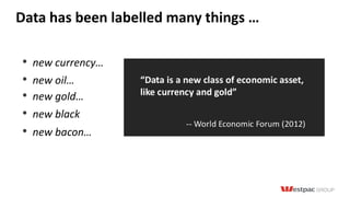 Data has been labelled many things …
• new oil…
• new currency…
• new gold…
• new black
• new bacon…
 