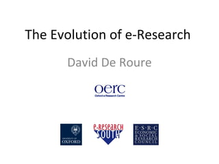 The Evolution of e-Research  David De Roure 