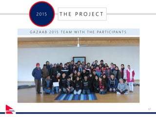 17
201 5 T H E P R O J E C T
G A Z A A B 2 0 1 5 T E A M W I T H T H E PA R T I C I PA N T S
 