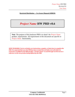 Template HW PRD v0.6 | PDF