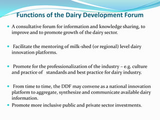 Dairy Development Forum terms of reference to guide formation