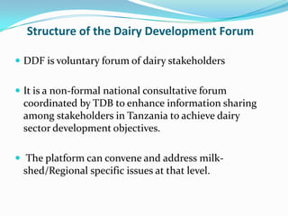 Dairy Development Forum terms of reference to guide formation
