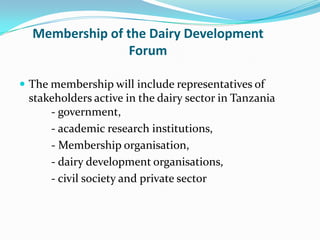 Dairy Development Forum terms of reference to guide formation