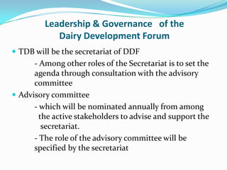 Dairy Development Forum terms of reference to guide formation