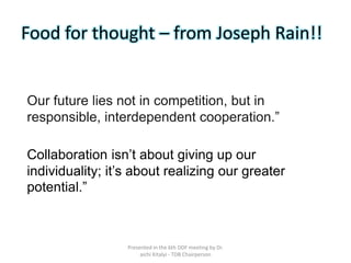 Looking back we move forward