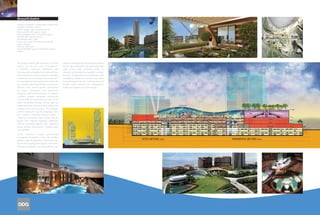 Akasya/Acibadem
Design/Completion: 2006/under construction
Location: Istanbul, Turkey
Client: Sinaps Yapi Endustrisi ve Tie
Site area:182,000 square meters
Gross Building Area: 4,304,000 square
feet/400,000 square meters
Residential units: 1580
Green area: 624,080 square feet/58,000
square meters
Parking: 5500 cars
Retail: 860,800 square feet/80,000 square
meters




The Akaysa master plan transforms a former          networks and highways that divide and define
factory site into an iconic development;            the site. By bringing the new north/south road
a dramatic mixed-use destination with               under Central Park, Acibadem retains its
contemporary sensibilities and traditional lines    cohesive presentation and exhibits a unified
that embodies the vital energy and compelling       presence. Sculptural forms predominate, with
complexities of an evolving Istanbul cityscape.     overlapping ribbons of architectural detail
A large elliptical landscaped park unifies the      arcing throughout the site. Flowing water and
site, providing literal and intuitive connections   smooth curves reinforce the contemporary
between three zoned parcels. Surrounded             styling and organic feel of the design.
by shops, restaurants, and pedestrian
pathways, Central Park functions as a natural
transition between residential components
and the retail and entertainment center to the
south. Residential offerings include high-rise
residential towers anchoring the northern and
southern ends of the project. The dramatic
southern tower sits atop the shopping center
and creates a defining reference point; a
visual and conceptual sight-corridor into the
project from adjacent highways. Additional
mid-rise residential options offer dedicated
luxury facilities and present stunning views
and sightlines.

Green initiatives feature prominently
throughout Acibadem, from the rooftop
gardens atop the cylindrical retail mall to the
interior landscaping of the project’s two hotels.
Acibadem integrates smoothly with the road
 