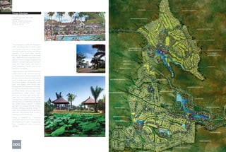 Telaga Kahuripan
Design/Completion: 1995/ under
construction
Parung, Republic of Indonesia
Client: PT. Kahuripan Raya
1,734 Ac/ 702 Ha




Telaga Kahuripan, a residential development
within commuting distance of Jakarta, adapts
to its location on the site of a former rubber
plantation in ways that not only create minimal
disruption to the local rubber industry,
but use the plantation as a key design
asset. Rather than remove the rubber trees,
planners oriented Telaga’s neighborhoods
and Dutch Colonial residences around them,
using their shape, beauty, and shade to
create greenspace common areas for the
shared use of residents.

Telaga transforms other natural features into
design assets as well. The entry road ends
at a striking Dutch Colonial entry gate beside
the site’s most prominent lake. Development
along a central spine preserves existing
terraced rice paddies, and integrates nature
walks and jogging paths among them.
Housing follows the Indonesian 1:3:6 formula:
for every one low-density unit there are three
of medium density and six of high density.
Neighborhoods, village centers, nature
preserves, an 18-hole golf course, and a
resort hotel are arranged around existing
freshwater lakes, giving residents lake views
and easy access to swimming and boating.
One notable design feature is a waterfall
that starts at a courtyard fountain behind a
lakeside clubhouse, cascades through the
center of the building beneath a glass-block
lobby floor, and continues down a series of
landscaped terraces to the lake.

Telaga is designed as a first-home
community, with business parks, schools,
and neighborhood centers complementing
retail, entertainment, and recreational
amenities.
 