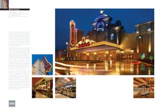 Muvico Theaters
Design/Completion: 2006/2007
Location: Rosemont (Chicago), Illinois, USA
Client: Muvico Theaters
Size: 104,798 square feet/9,736 square
meters




Conjuring echoes of the grand movie palaces
of the early 20th Century, Muvico Rosemont
18 combines the stately grandeur of a bygone
era with a contemporary cinema experience.
The 4,452-seat theater – with 4,036 stadium
seats and elevated lounge/balcony seating for
416 – boasts elegant detailing and amenities
that include a second-story VIP lounge with
tapas-style restaurant and bar, an arcade
and children’s party rooms.

A double-height lobby with views to the lounge
above features velvet curtains with bullion
fringe, gilded moldings, rich woodwork, wall
sconces, ornate chandeliers, filigreed ceiling
ornamentation and coffered ceilings with
theatrical lighting. Decorative accents include
a leaded glass skylight above the concession
area, concession counters adorned with
custom antique ceramic-tile paneling
depicting whimsical movie theater motifs, a
box office vestibule with Versailles-inspired
parquet-style flooring, and murals at the end
of theater promenades displaying theatrical
tableaux from an onstage perspective.

Part of the ongoing Rosemont Walk
development – with restaurants, cafes,
retail and entertainment components –
Rosemont is located close to O’Hare airport
and immediately adjacent to the Donald E.
Stephens Convention Center. A 70-foot tall
dramatic Muvico blade-sign Grand Marquis
is visible from the adjacent highway, and a
three-lane drop-off area under the canopy of
a forty-foot wide port cochère sits beneath
an 85-foot tall façade, built to convey the
impression that it is a reclaimed portion of the
original cinema structure.
 